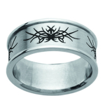 Bague acier 'Peaceful' argent&eacute; - 8 mm 52 h&otilde;be