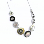 NOA [H2438] - Collier Cr&eacute;ateur 'Bora Bora' noir gris must