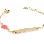 Altesse [L0098] - Gourmette plaqu&eacute; or 'Bambino' &eacute;l&eacute;phant rose Heleroosa