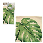 Les Tr&eacute;sors De Lily [Q2184] -  Jungle  beež roheline puuvillane padjakate (monstera lehed) - 40x40 cm roheline