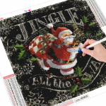 Teemantmaal K&auml;sit&ouml;&ouml; Multifilm J&otilde;ulud t&auml;isruudu puuriga tikandid 30x30CM