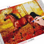 5D teemantmaali hobune t&auml;ispuur, ruut Teemanttikandid S&uuml;gismosaiik, loom k&auml;sitsi valmistatud kingitus Full Round 20X30CM