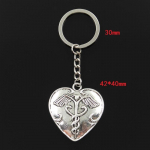 Moodne 30mm v&otilde;tmehoidja metallist v&otilde;tmehoidja v&otilde;tmehoidja ehted antiik h&otilde;bedase v&auml;rviga kaetud s&uuml;da Caduceus meditsiin 42x40mm ripats h&otilde;be