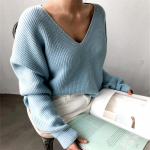 Naiste Hirsionsani 2020. aasta paks kampsun, minimalistlik s&uuml;gisene ja talvine sviiter Korea vabaaja kootud pulloveriga V-kaelusega topid One Size must