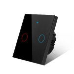 ELi standardne Tuya Smart Life WIFI seinal&uuml;liti 1/2/3 Gang 1 Way 220V klaaspaneeli puutel&uuml;liti H&auml;&auml;ljuhtimise nutil&uuml;liti t&ouml;&ouml;tab Alexa Google Home'iga 2 Gang must