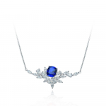 Gica Gema Safiir Rubiin Ripats Kaelakeed 925 Sterling H&otilde;bedane Lill 10*11mm Sinine Punane Kalliskivi Romantiline Peen Ehted Pulmapeo Kingitused Uus trend 925 Silver sinine