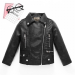 Lasteriided Poiste ja t&uuml;drukute kevad-s&uuml;gis, voodipesu krae Nahkjakk Laste mootorratta Korea stiilis jakk 100 must
