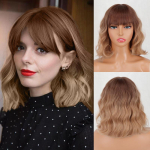 MERISIHAIR Gradient blond l&uuml;hikese lainega bob-parukas tukkidega Naiste mood igap&auml;evane l&uuml;hike laineline s&uuml;nteetilisest kiust parukas