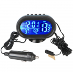 LCD digitaalne Noctilucous Clock 3 in 1 auto voltmeeter termomeeter auto elektrooniline taustvalgus 12V/24V k&uuml;lmumishoiatus