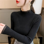 Pullover naiste s&uuml;gis-talvine poolk&otilde;rge kaelusega kampsun p&otilde;hjaga s&auml;rk naiste interj&ouml;&ouml;r v&auml;lismaise pitsiga splaissitud kudum One Size must