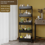 2/3/4 kihiga kitsa vahega hoiurest K&ouml;&ouml;k Vannitoa riiulid Korraldaja Mobiilne &otilde;huke hoiuk&auml;ru koos rattak&auml;ruga S&auml;&auml;stke ruumi 4 layers 40.5*22.5*112cm must