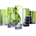 Viieosaline piltl&otilde;uendiprint Buddha Stones Green 100x70 roheline