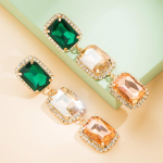 Naiste lihtsad pikad rippk&otilde;rvar&otilde;ngad titaanterasest sulamist ripatsk&otilde;rvar&otilde;ngad v&auml;rvilised ruudukujulised klaasist kristallist geomeetrilised k&otilde;rvakaunistused OneSize valge