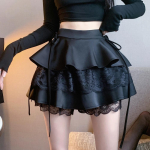 Ruffles pits miniseelikud Naiste mitmekihilised armsad Lolita stiilis sidemega k&otilde;rge v&ouml;&ouml;kohaga kook seelik armsatele t&uuml;drukutele Kawaii riided L must