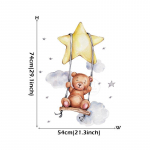 K&auml;sitsi maalitud pilve vikerkaare armsa v&auml;ikese karu seinakleebis Lastetoa magamistoaga beebitoa kaunistuskleebis loomakleebis 30x90cm
