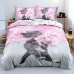 Kasside 3D-teemaline voodipesukomplekt, udusuletekk ja padjap&uuml;&uuml;r, 2/3 t&uuml;kki AU240 * 270 &uuml;lisuur pehme kodukaunistus AU Single 140x210cm