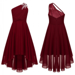 Lastele, t&uuml;drukutele, l&auml;ikivate helmestega &uuml;he &otilde;la kleit, k&otilde;rge v&ouml;&ouml;koha ja madala &auml;&auml;rega peokleit &otilde;htuseks balli&otilde;htuks 5-6 Years tumesinine v&auml;rv