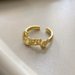 Foxanry LOVE Letter mansetir&otilde;ngas naistele Paarid Minimalistlik Vintage Trendikas juubeliaasta ehted Aksessuaarid Kingitused 17mm kuld