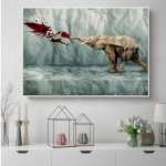 Aafrika elevantide maalimine, maastik, loomaseina, kunstitr&uuml;kk, elevandiplakati seinapilt elutoa magamistoa sisekujunduseks 20cm&times;40cm NoFrame