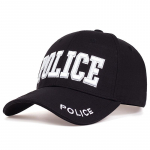 Must m&uuml;ts Meresinine Politsei tikitud logo Reguleeritava pikkusega Twill pesapallim&uuml;ts onesize must