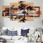 5-osaline seinakunst, l&otilde;uend, maal Maastik Elupuu Plakat P&otilde;hjamaade kaunistus Kodu Moodne elutuba Moodulpilt 20X35 20X45 20X55cm