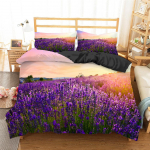 3D digitaalprintimise voodipesukomplekt Magamistoa Lavendel Pastoraalne Scenery Tekikate Padjap&uuml;&uuml;r Voodipesu &Uuml;he kaheinimesevoodi t&auml;issuuruses 2/3 t&uuml;kki Mikrokiud EU Single 135x200cm