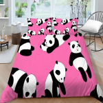 3D Panda voodipesu t&auml;issuuruses loomamustriline voodikatte komplekt Mikrokiudkangast lukuga pestav pehme kodukaunistus Baby 100x135cm