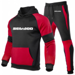 Sea Doo Seadoo Moto tr&uuml;kitud s&uuml;gistalvised &uuml;likonnad meestele triibuline kapuuts + p&uuml;ksid vabaaja dressi&uuml;likond Spordir&otilde;ivad riided dressi&uuml;likond XL