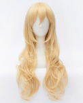 Anime Pikk Parukas Your Lie in April Miyazono Kaori Kuldne Pikk Lokkis Parukas Cosplay Kost&uuml;&uuml;m Kuumuskindlad S&uuml;nteetilised Juuksed Naiste Parukad One Size khaki