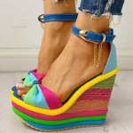 Elegantsed INS Rainbow v&auml;rvilised uued suvised kiilud sandaalid peoplatvorm Extreme k&otilde;rge kontsaga kingad naisele, suur suurus 43 38 sinine