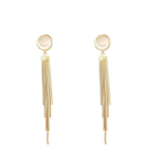 Korean Vintage Long Tassel Drop Earrings for Women Gold color Geometric Fashion Jewelry Luxury Hanging Gold-color beige