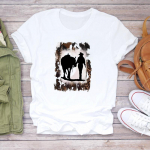 (Aasia suurus) Triibulised riided Leopard Horse Love Trend 90ndate magus l&uuml;hikeste varrukatega naiste printimine naiste mood T-s&auml;rk Casual Graphic T-s&auml;rk S