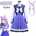 Anime Uma Musume Pretty Derby Mejiro McQueen Cosplay T&uuml;druk Parukas Cosplay Koolivorm Lolita Kleit Peokost&uuml;&uuml;mid XXL-(Costume+Wig)