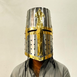 Keskaegne Knight Crusader kiiver Templar terasest, messingist nahast kiiver Halloweeni kost&uuml;&uuml;mikiiver Kantav SCA LARP kiiver Parim kingitus.