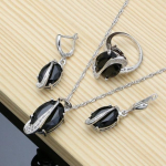 Naturaalne m&uuml;stiline vikerkaare kuubiktsirkooniumoksiid 925 h&otilde;bedast ehtekomplekt naistele pulmak&otilde;rvar&otilde;ngad/ripats/kaelakee/s&otilde;rmused 8 must