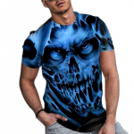 Harajuku Vintage Terror 3D Skull Print Meeste s&auml;rk Suvine Klassikaline &Uuml;markaelus l&uuml;hikeste varrukatega mood, lahtine &uuml;lisuur top S