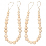 2 tk/komplekt Puidust helmestega kardin Boho Elegantne maal&auml;hedane talumaja elutuba Magamistoa sisekujundus Kardinahoidiku hoidja Kodutarbed