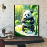 5D DIY Teemantmaali Hiiglaslik Panda Ristpistekomplekt Mosaiik Teemanttikandid Roos T&auml;is&uuml;mar ruudukujuline puur Kodukaunistus Round 30x40cm