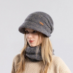 CHRLCK Talve Beanie M&uuml;tsid Sallikomplekt Naiste Soe Kootud M&uuml;ts Koljum&uuml;ts Kael Soojem Paksu Karusnaha Voodriga Naiste Talvem&uuml;tsi Mask Sall 55-60cm kollane