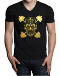 Kuldfoolium Sugar Skull Dumbbell V kaelaga must treening Kulturismi Unisex T-s&auml;rgid S