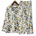 Prindi Lilled Pidžaamakomplekt Naiste Korea kodukandmise pikkade varrukatega komplekt Satiinist pikkade p&uuml;kstega vabaaja &scaron;ikkade magamisr&otilde;ivaste trend M