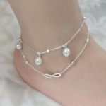 Boho rannasandaalid Barefoot Infinit-y Charm Bead pahkluu k&auml;ev&otilde;ru kahekihiline pahkluu kuldne