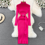 Kuum turtleneck Sexy Wrap puusad Kootud kleidid Naiste kleit 2023. aasta s&uuml;gistalvine pikkade varrukatega Bodycon kampsun, v&ouml;&ouml;ga pikkade varrukatega m&auml;his Vestidos One Size must