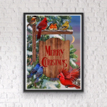 DIY teemantmaal Red Bird Merry Christmas Ristpistekomplekt Mosaiikkunst Teemantmaal T&auml;isringi/ruudukujuline teemant-kodukaunistus Round 30x40cm