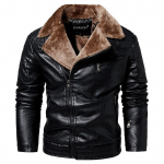 Winter Plus Velvet Lapel Pu Nahkjakk Meeste Euroopa ja Ameerika nahkmantel Meeste L must