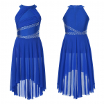 Lastele, t&uuml;drukutele, l&uuml;&uuml;riline ladina tantsukleit, varrukateta s&auml;delev kivikivist rusuv trikoo balletitantsur&otilde;ivad 11-12 Years kuninglik sinine v&auml;rv