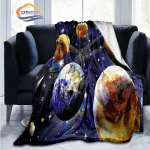 Kosmoseuniversum ja paljud planeedid Galaxy seerias Mood Flanell Tekk p&auml;ikeses&uuml;steem Tapeettekk Soe diivanvoodi 150x200cm