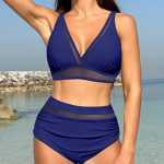 Naiste ujumisriided, 2-osaline k&otilde;rge v&ouml;&ouml;kohaga polsterdatud bikiinid Push Up bikiinikomplektid, kaheosalised V-kaelusega ujumiskost&uuml;&uuml;mid 2XL