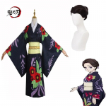 Anime Comic Demon Slayer Kimetsu no Yaiba Cosplay Kost&uuml;&uuml;m Tamayo Kimono Cosplay Kost&uuml;&uuml;mid L-(Costume+Wig)