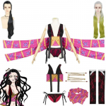 Anime Demon Slayer Kimetsu No Yaiba Daki Cosplay Kost&uuml;&uuml;m Peakate Seksikas &Uuml;htne T&uuml;drukud Naised Halloweeni Karnevali R&otilde;ivad L-(Full set+wig)